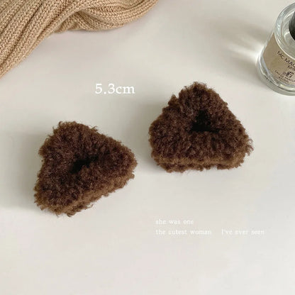 sengpan Plush Cat Ears Hair Clips For Women Girls Lamb Cashmere Hairpin Forehead Bangs Clip Fluffy Children New Winter Hair Accessories