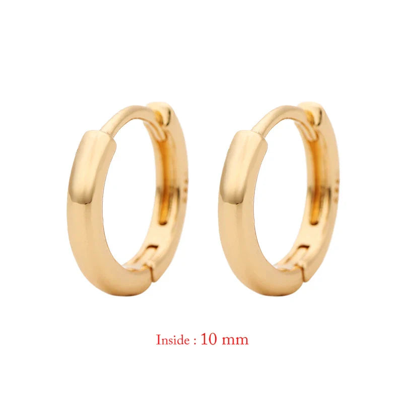 sengpan 1Pair Single Minimal Gold Color Tiny Cartilage Hoop Earrings Stainless Steel Trendy Glossy Small Huggie Earring Piercing Jewelry