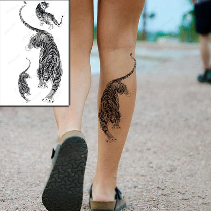 sengpan Waterproof Temporary Tattoo Sticker Black Realistic Tiger Line Totem Design Fake Tattoos Flash Tatoos Arm Body Art for Women Men