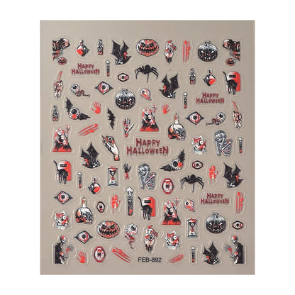 sengpan Halloween Sticker for Hands Custom Graphic Design Red Blood Scar Soft Relief Decals Manicure Nail Art Paper FEB-889