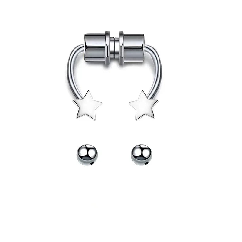 sengpan Animal Stainless Steel Magnet Fake Nose Ring Fake Piercing Hoop Septum Rings For Women Fashion Gothic Rock Body Jewelry Gifts