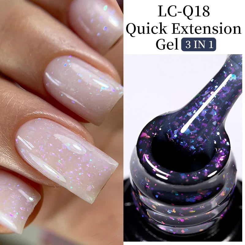 sengpan 7ML Quick Extension Gel Nail Polish Gold Foils Glitter Polish Vernis Semi Permanent UV Gel Nail Art Soak Off Hard Gel