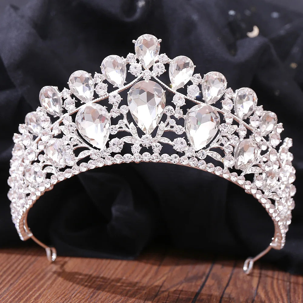 sengpan Baroque Crystal Rhinestones Wedding Crown Bridal Headdress Headwear Crown Bridal Party Crown Tiara Wedding Hair Accessories