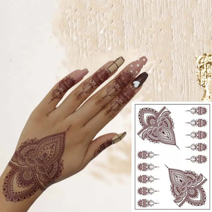 sengpan Brown Henna Tattoo Sticker for Hand Waterproof Henna Tattoos for Women Temporary Tattoo Fake Hena Tatoo