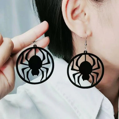 sengpan Punk Street Handsome Personality Alternative Black Spider Earstuds Exaggerate Halloween Funny Earstuds Bar Party Accessories