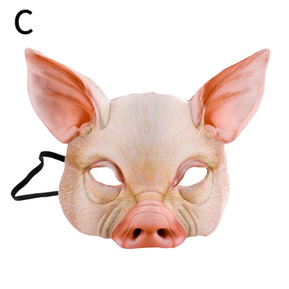 sengpan 3D Tiger Pig Bunny Rabbit Leopard Half Face Mask Creative Funny Animal Halloween Masquerade Party Cosplay Costume Decor