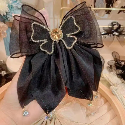 sengpan Sweet Fashion Girls Princess Hair Clip Rhinestone Big Bow Hairpin for Women Headwear Ladies Hairgrips Female Hair Accessories