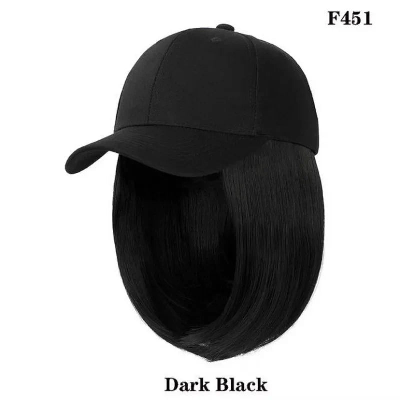 sengpan Wig Hat Women's Short Hair One Piece Cap Summer Fashion Wig Hats Casual Wig Baseball Caps Cotton Kpop Solid Visors Outdoor Cap