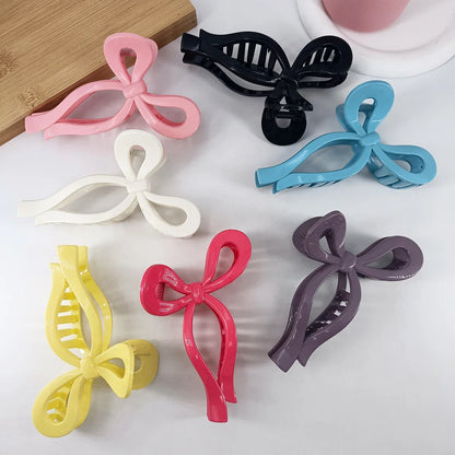 sengpan Simple Sense Three-Dimensional Line Bright lacquer Bow Large Hair Claw Acrylic Shark Clip For Woman Hair Accessories