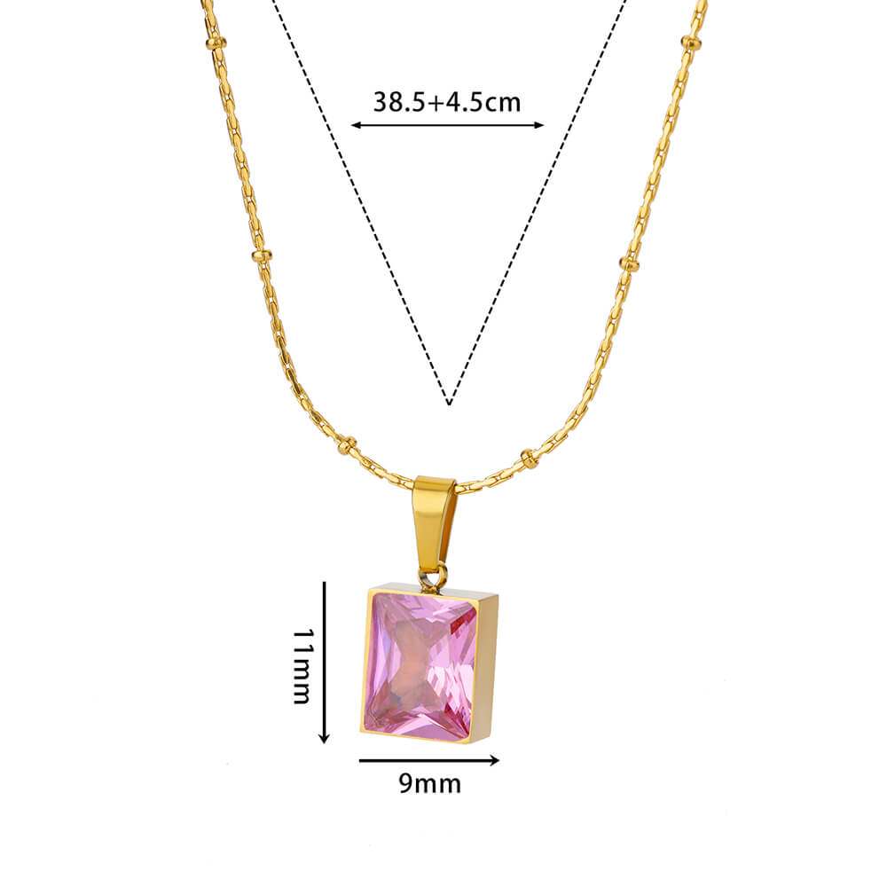 sengpan Square Zircon Necklace for Women Stainless Steel Gold Plated Necklaces New In Trend Crystal Wedding Jewelry Free Shipping