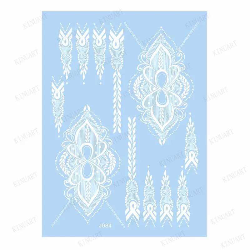 sengpan White Henna Tattoo Sticker Waterproof Temporary Tattoos for Women Body Art Mehndi Stickers for Hand Wedding Party Hena Tattoo