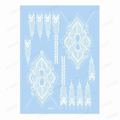 sengpan White Henna Tattoo Sticker Waterproof Temporary Tattoos for Women Body Art Mehndi Stickers for Hand Wedding Party Hena Tattoo