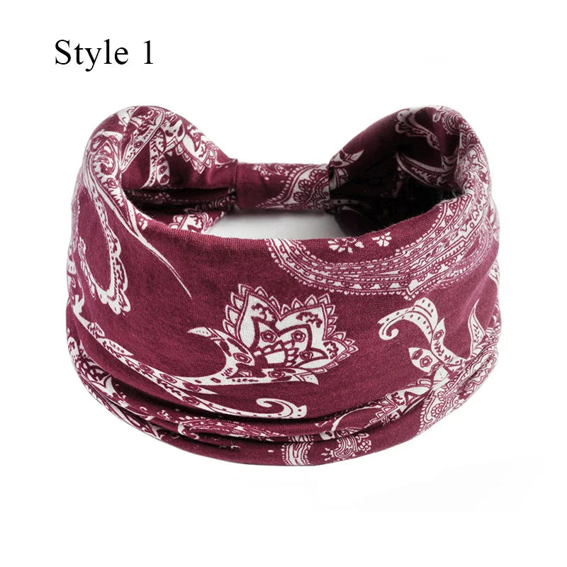 sengpan Boho Knot Turbans Yoga Elastic Head Wrap Women Headband Wide Hairbands Headwear Floral Bandanas Fashion Hair Band Accessories