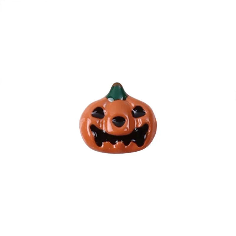 Lianfudai New 10pcs/Bag Halloween Alloy Spray Painted Nail Art Decoration Accessories Cute Funny Cartoon Pumpkin Skull Head Wizard Charms