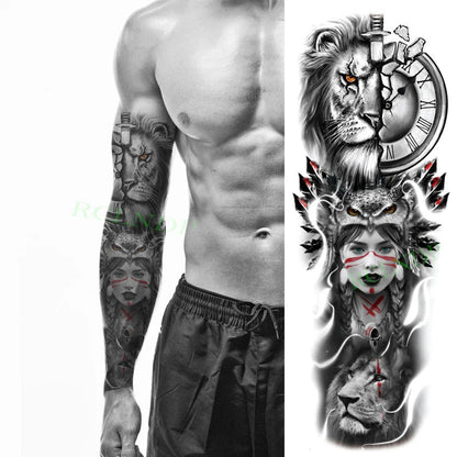 sengpan Waterproof Temporary Tattoo Sticker Anubis Ancient Egypt Greece Zeus Eye Full Arm Fake Tatto Flash Tatoo Sleeve for Men Women