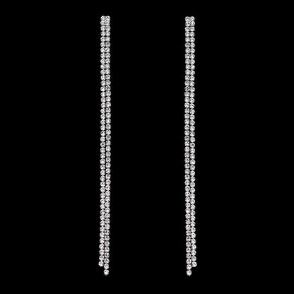 sengpan Simple Rhinestone Crystal Tassel Long Earrings for Women Shining Wedding Party Hanging Dangle Earrings Bridal Brincos