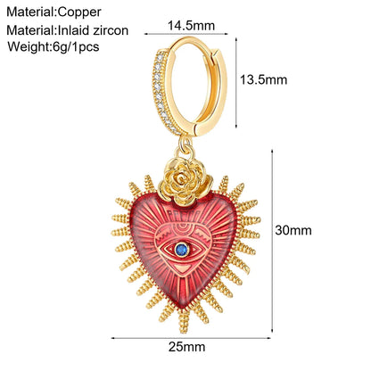 sengpan Cute Heart Angle Hoop Earrings for Women Evil Blue Eye New In Korean Earring Gold Color Free Shipping Woman's Fashion Jewelry