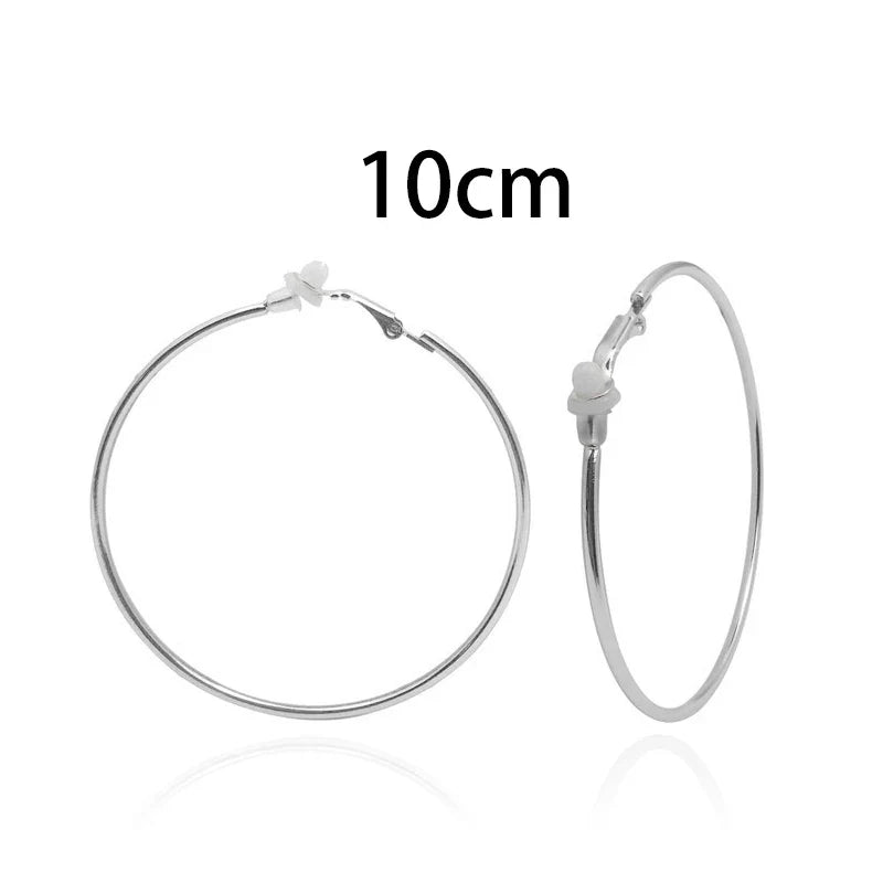 sengpan Round Circle Hoop Earrings Clip Without Piercing Women Gold Silver Stainless Steel Plating Rings Ear Clips Fashion Jewelry Gift