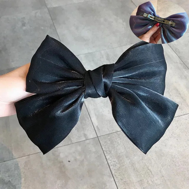 sengpan Oversized Bow Hair Accessories Fashion Satin Ribbon Hairpins Big Bow Hairpins Women Girls Satin Ladies Hairpins Cute