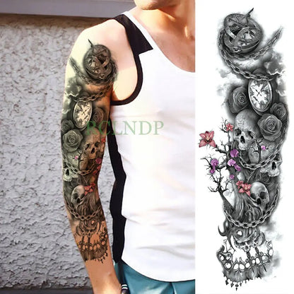 sengpan Waterproof Temporary Tattoo Sticker Anubis Ancient Egypt Greece Zeus Eye Full Arm Fake Tatto Flash Tatoo Sleeve for Men Women