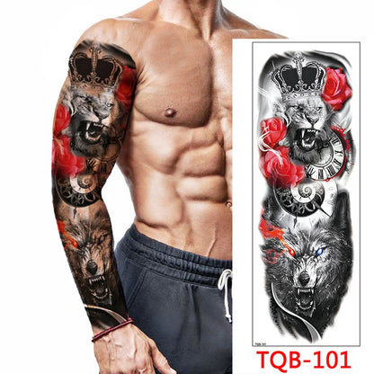 sengpan Large Arm Tattoo Sticker Full Sleeve Temporary Tattoos for Men Fish Wolf Tiger Tattoo Fake Tatoo for Women Waterproof Body Art