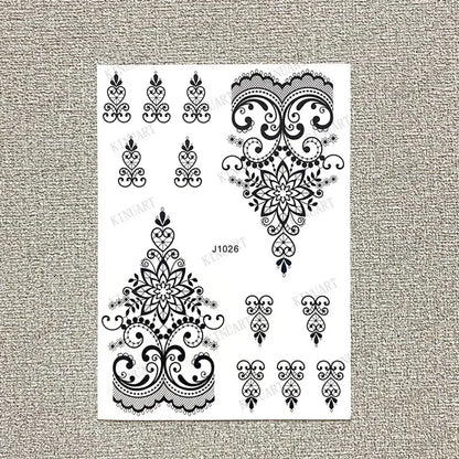 sengpan Black Henna Tattoo Stickers for Hands Temporary Tattoos for Women Body Lace Tatoo Temporari Waterproof Fake Tattoo Hena