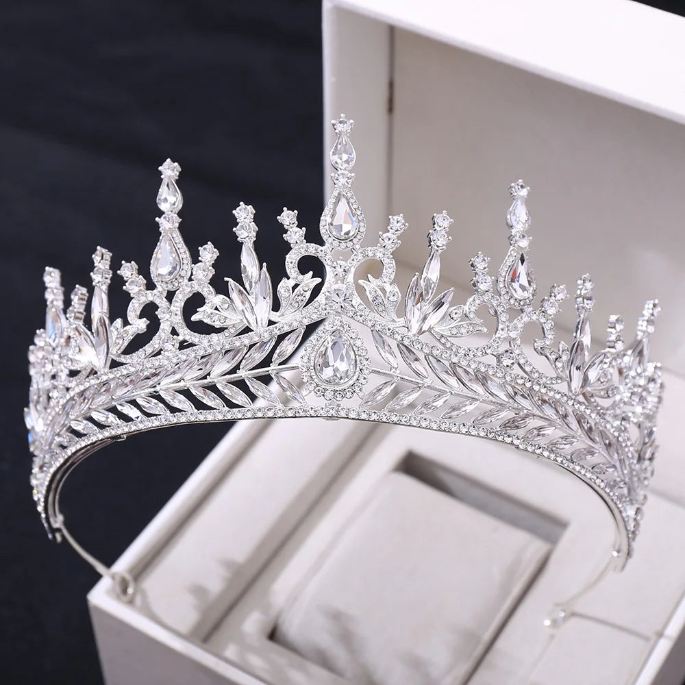 sengpan Baroque Bride Crowns Crystal Queen Princess Rhinestone Tiaras Bridal Headband Bridal Headpiece Wedding Hair Accessories Tiaras