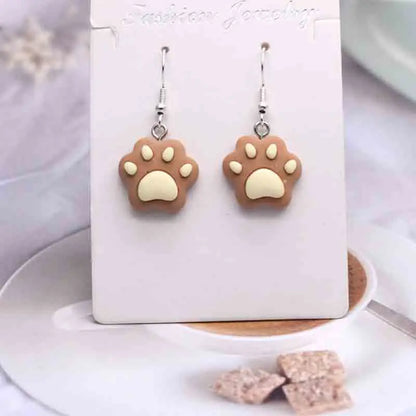 sengpan 20*22mm  Earring For Women 3D Simulation Resin Handmade Mini Cartoon Cat Paw Drop Earrings Funny Gift