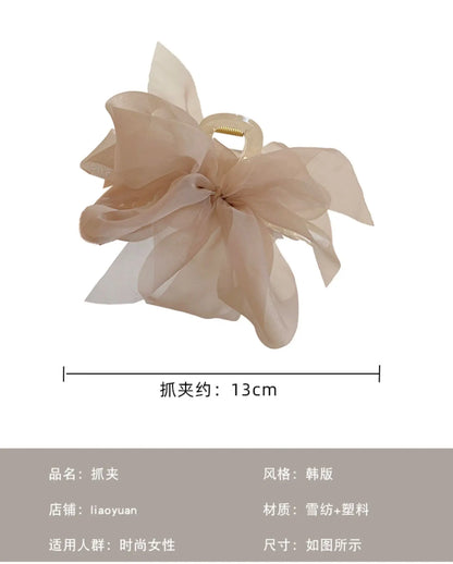 sengpan New Mesh Bow Grip Clip Female Ponytail Braid Hair Claw Clip Elegant Girl Hair Clip Hair Accessories Gift Headdress