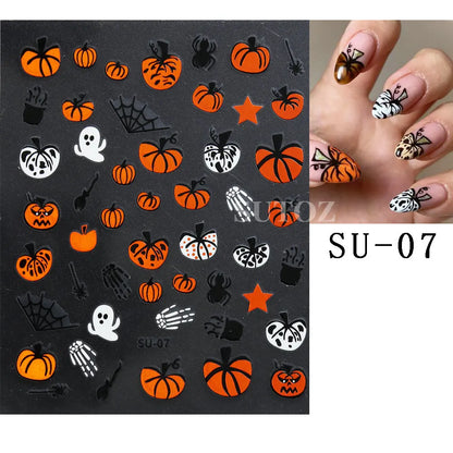 sengpan 3D Halloween Nail Art Stickers Horror Ghost Skull Evil Eye Anime Decals Bloody Rose Sticker for Nail Manicure Decoration LEBF956