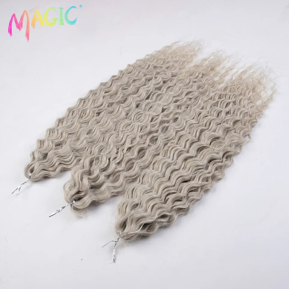 sengpan  Synthetic Hair Water Wave 24Inch Braid Hair Twist Crochet Hair Ombre Blonde Pink Deep Wave Braiding Hair Extension Cosplay