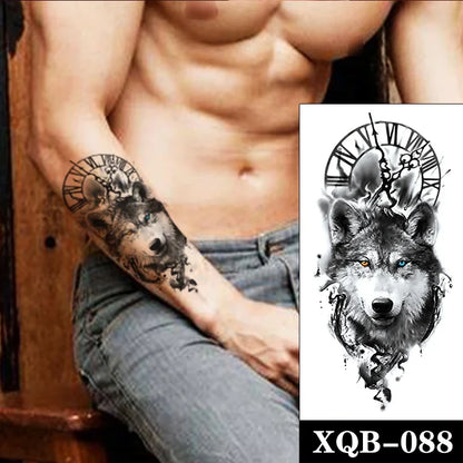 sengpan Waterproof Temporary Tattoo Sticker Black Realistic Tiger Line Totem Design Fake Tattoos Flash Tatoos Arm Body Art for Women Men