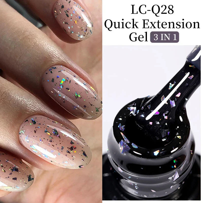 sengpan 7ML Quick Extension Gel Nail Polish Gold Foils Glitter Polish Vernis Semi Permanent UV Gel Nail Art Soak Off Hard Gel