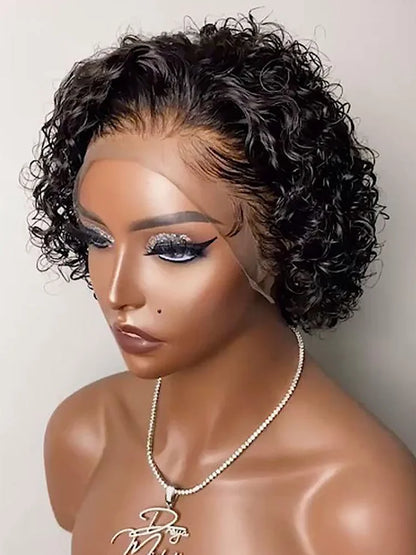 sengpan Pixie Cut Wig Human Hair 13x1 Lace Frontal Wigs Human Hair Short Bob Human Hair Wigs For Black Women Lace Front Human Hair Wig