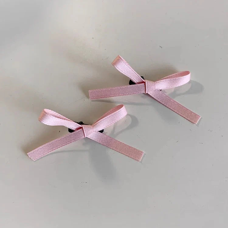 sengpan Pink Bowknot Hair Clips Sweet Ballet Ribbon Bow Hairpins Bang Clip Korean Girls Mini Grab Clips Headwear Hair Accessories