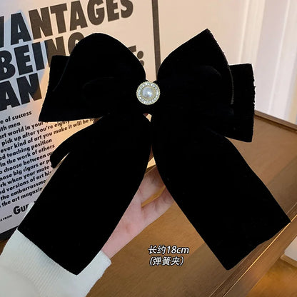 Lianfudai New Black Velvet Bow Hair Pins Elegant Fabric Alloy Roses Hair Clips for Women Fashion ponytail Barrette Heawear Accessories