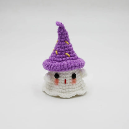 sengpan Creative Knitting Ghost Keychain Pendant Halloween Home Decoration Funny Handmade Crochet Ghost Doll Ornament Christmas Gifts