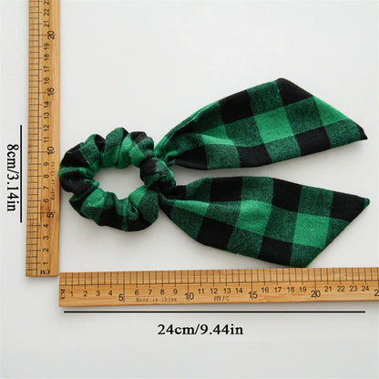 sengpan Ponytail Ribbon Hair Tie Santa Claus Elastic Hair Band Christmas Style Plaid Scrunchies Simple Fashion DIY Hair Accessories