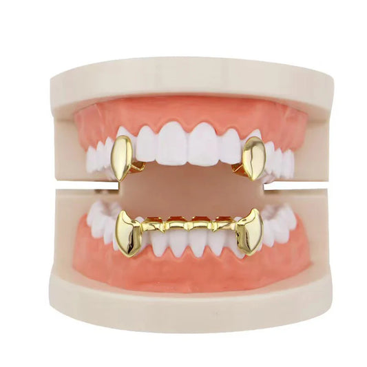 sengpan HipHop Classic Single Teeth Grillz Golden Tooth Caps Decor 14K Gold Plated Dental Grills Body Jewelry For Women Men