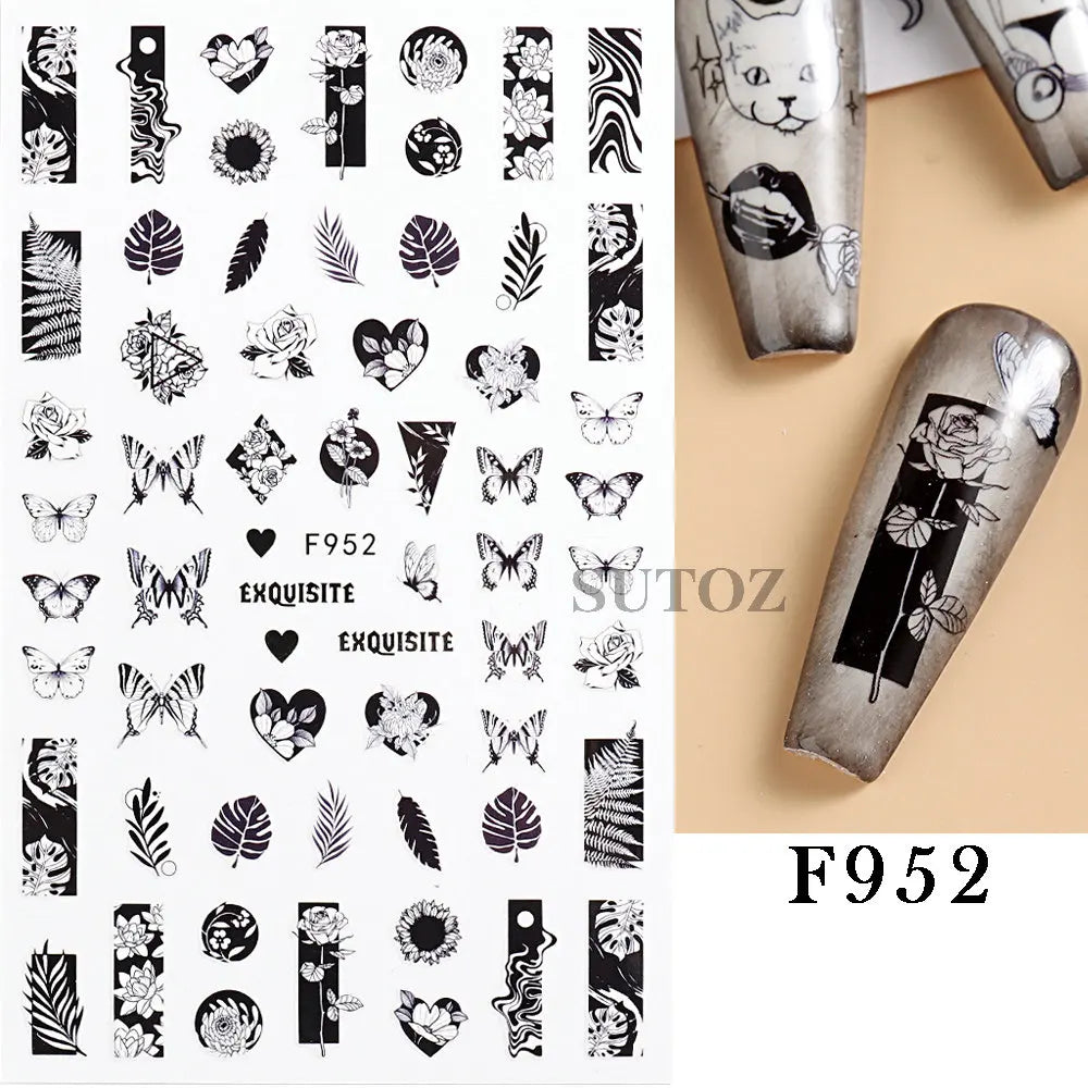 sengpan 3D Halloween Nail Art Stickers Horror Ghost Skull Evil Eye Anime Decals Bloody Rose Sticker for Nail Manicure Decoration LEBF956