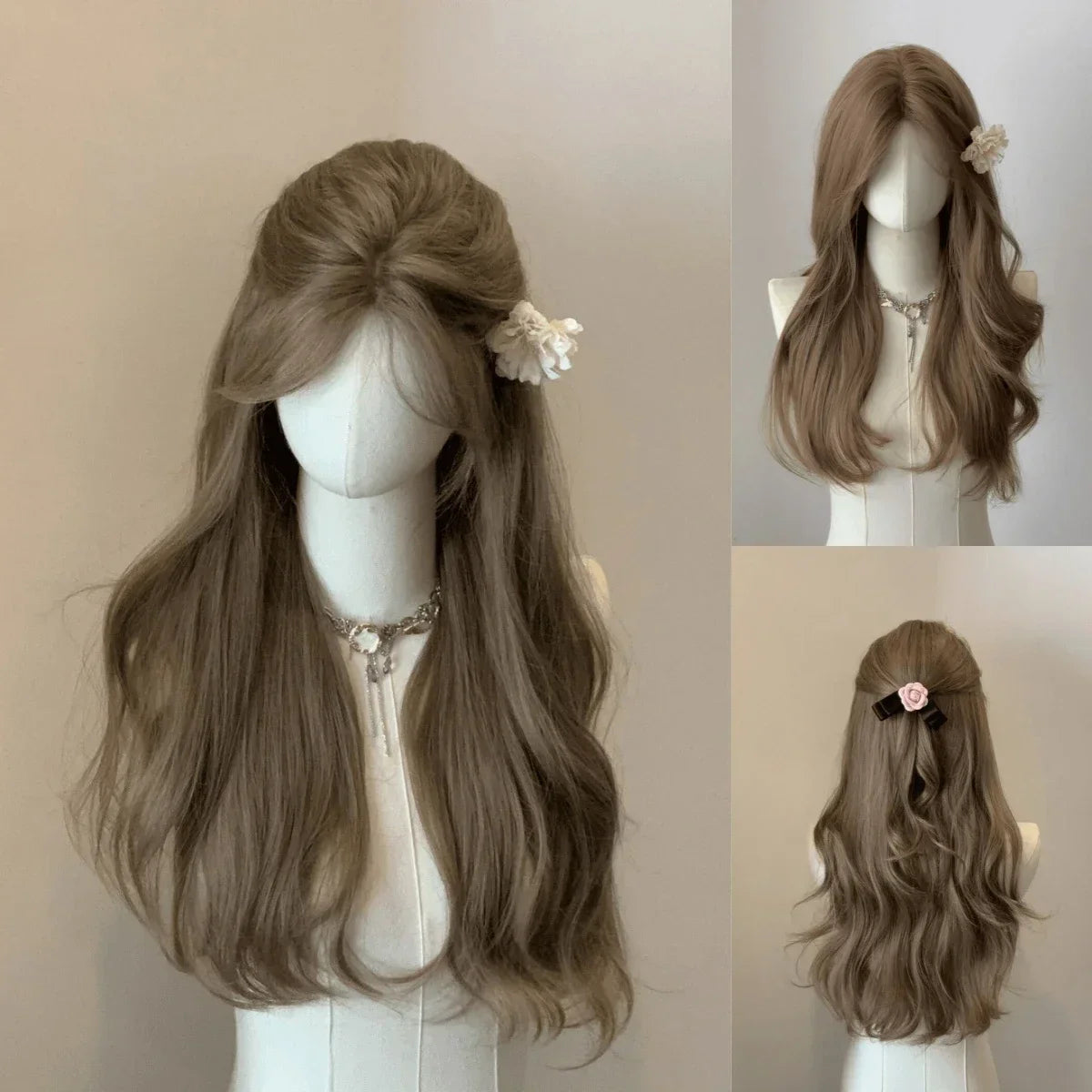 sengpan Wigs for Women Brown Long Curly Hair Big Wave Wig Natural Curls Headband Lolita Wig Heat Resistant Cosplay Synthetic 가발