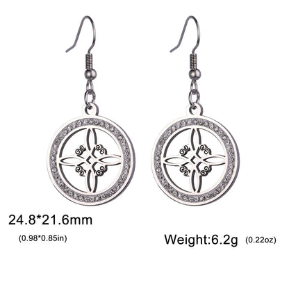 sengpan  Crystal Witch Knot Earrings for Women Stainless Steel Celtic Knot Rhinestone Drop Earrings Vintage Amulet Jewelry Gifts