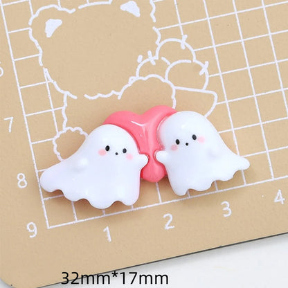 Lianfudai 10PCS Shiny 2024 Cartoon Halloween Resin Flatback Cabochons For Hairpin Scrapbooking DIY Jewelry Craft Decoration Accessories