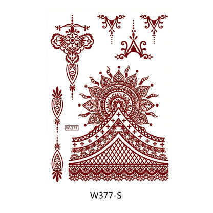 sengpan Waterproof Temporary Brown Henna Tattoo Stickers Chest Lace Mandala Henna Tattoos for Women Diamond Flower Body Art Fake Tatoo