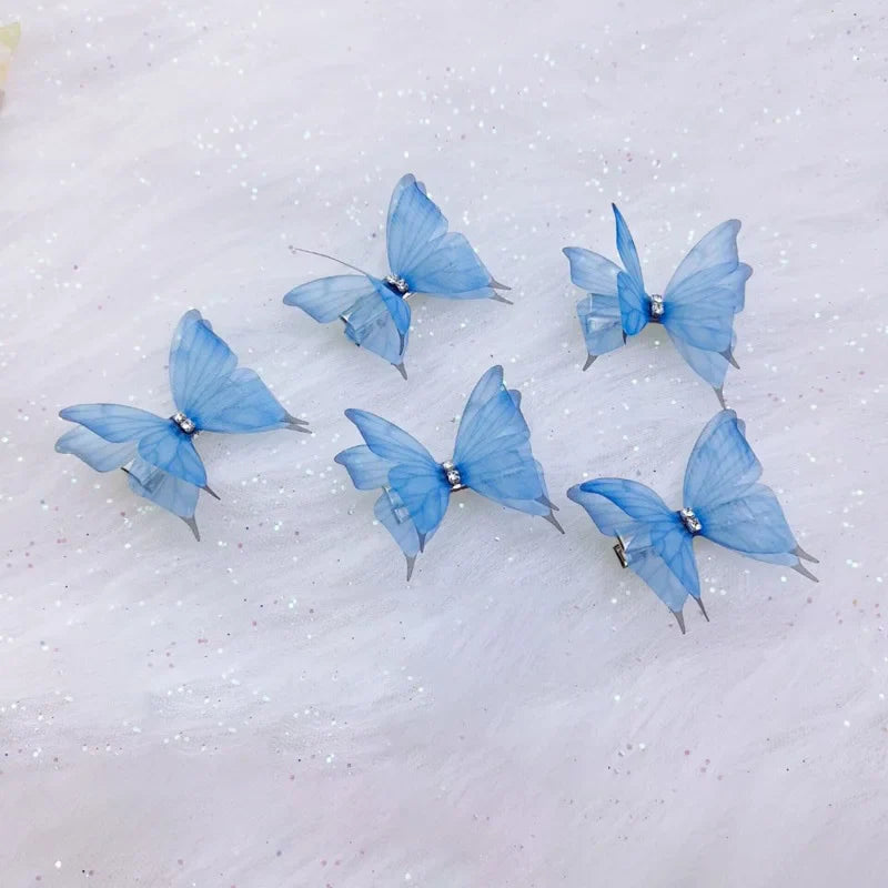 Lianfudai 5PCS New Cute Princess Mesh Double-layer Butterfly Girls Hairpins Children Headwear Lovely Hairgrip Hair Clips Hair Accessories