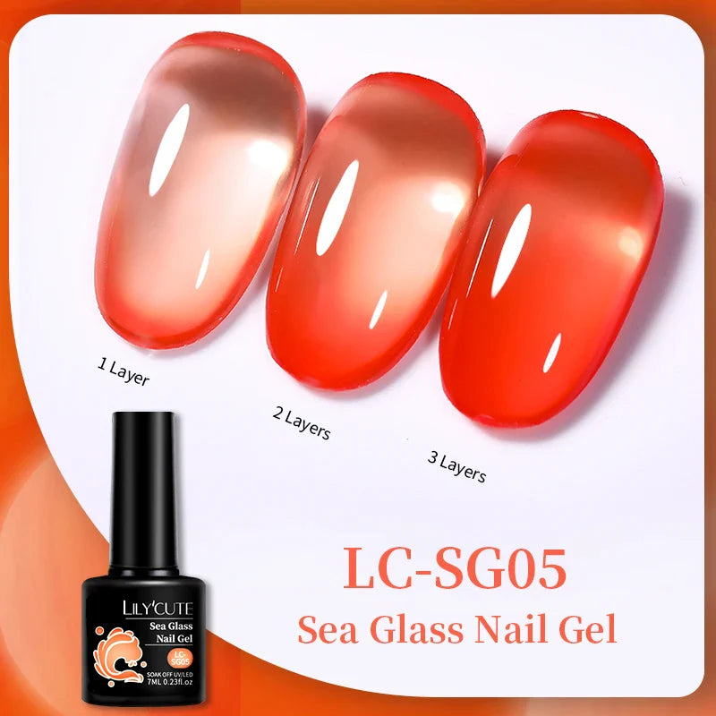 sengpan 7ml Translucent Jelly Amber Gel Nail Polish Brown Coloured Varnish Gel Long Lasting Semi Permanent UV Nail Art Manicure