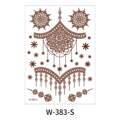 sengpan Brown Henna Lace Temporary Tattoo Sticker Butterfly Mehndi Flower Fake Tattoo for Women Feather Flora Sexy Henna Design Stickers