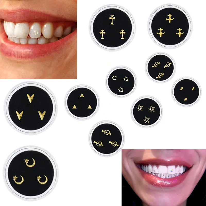 sengpan 3pcs/Box Dental gems Ornaments Teeth Crystal Tooth Gem Jewelry Various Shape Teeth Decoration Material