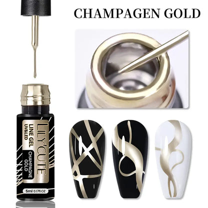 sengpan Super-Bright Metallic Painting Liner Gel Polish Silver Gold Mirror Gel Nail Polish Semi Permanent UV Nail Art Vernis