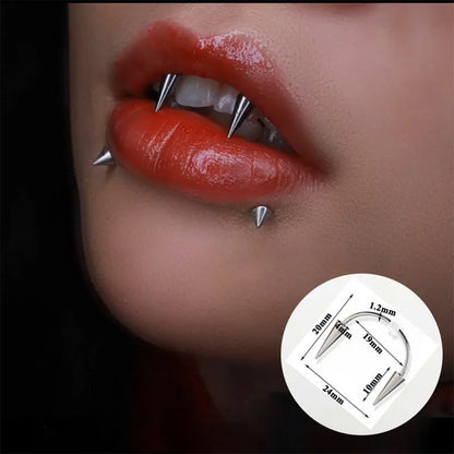 sengpan Punk Titanium Steel Stainless Steel Smile Lip Tiger Tooth Nail Zombie Tooth Lace Nail Vampire Piercing Jewelry Lip Ring Piercing